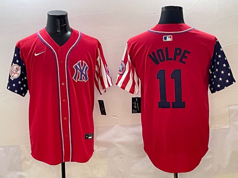 Men New York Yankees #11 Volpe Red a generation of national flags Jointly Name 2025 Nike MLB Jersey style 5